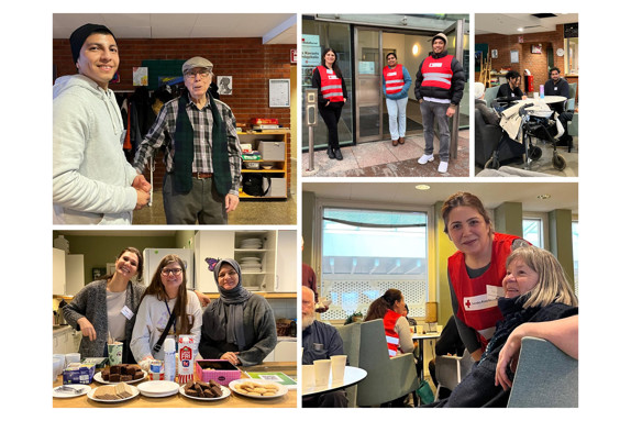 ett collage av bilder från Seniorverksamheten på Röda Korsets folkhögskola