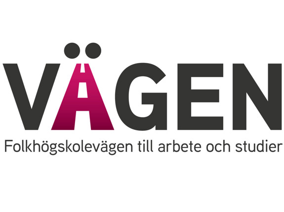 Vägenprojektets logotyp. Vägen står i versaler och bokstaven ä är ritat som en väg