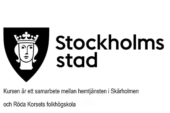 logotyp för Stockholm stad med St Eriks-vapnet till vänster och texten Stockholms stad till höger