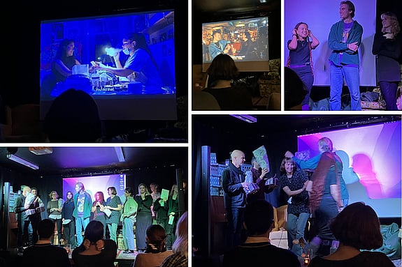 Collage av bilder från filmfestival arrangerad av kursen förra läsåret