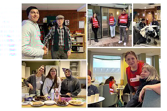 ett collage av bilder från Seniorverksamheten på Röda Korsets folkhögskola