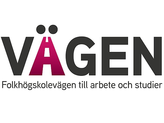 Vägenprojektets logotyp. Vägen står i versaler och bokstaven ä är ritat som en väg